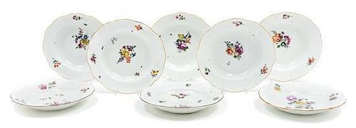 A Set of Twelve Meissen Porcelain Soup Bowls Diameter of bowl 8 3/4 inches.