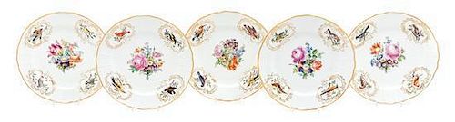 A Set of Thirteen Meissen Porcelain Plates Diameter 9 7/8 inches.