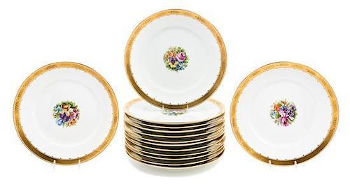 A Set of Fourteen Royal Copenhagen Porcelain Plates Diameter 10 7/8 inches.
