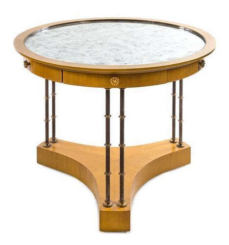 * A Continental Mirror Inset Games Table Height 29 3/8 x diameter of top 39 1/4 inches.