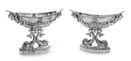 * A Pair of George III Silver Sweetmeat Baskets, George Smith III, London, Late 18th Century, each bowl of oval form with put