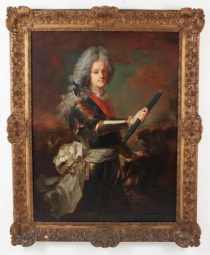 IMPORTANT 18TH C. FRENCH OIL ON CANVAS PORTRAIT