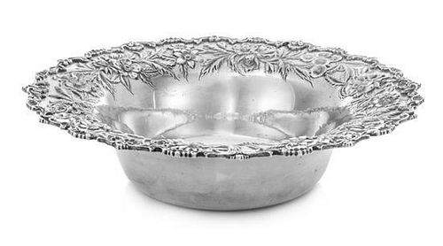 An American Silver Bowl, S. Kirk & Son, Baltimore, MD, with a Repousse decorated border.