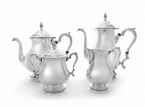 An American Silver Four-Piece Tea and Coffee Service, International Silver Co., Meriden, CT, Prelude pattern, comprising a te