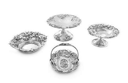 * A Group of Four American Silver Table Articles, Various Makers, comprising two tazze, a bon bon dish and a small bowl.
