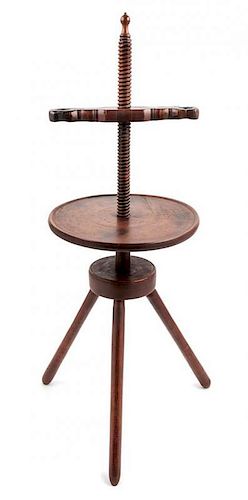 An American Primitive Maple Candle Stand Height 38 inches.