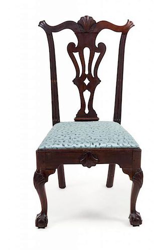 A Queen Anne Mahogany Side Chair Height 40 3/8 inches.