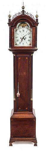 A Federal Mahogany Tall Case Clock Height 98 1/2 x width 20 x depth 10 inches.