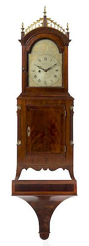 A Federal Mahogany Shelf Clock Height of clock 34 3/4 x width 12 1/8 x depth 6 1/8 inches.