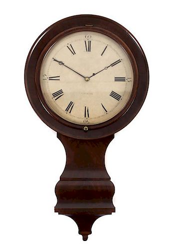An American Empire Mahogany Gallery Clock Height 37 inches.