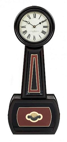 An American Mahogany Regulator Clock Height 28 7/8 inches.