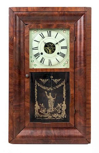An American Mahogany Ogee Shelf Clock Height 26 inches.