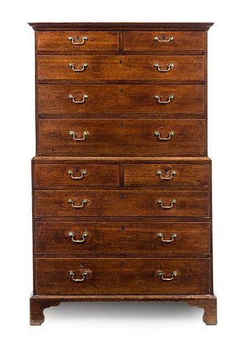 * An English Oak Chest on Chest