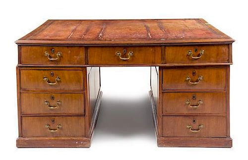 * A George III Style Mahogany Partner's Desk