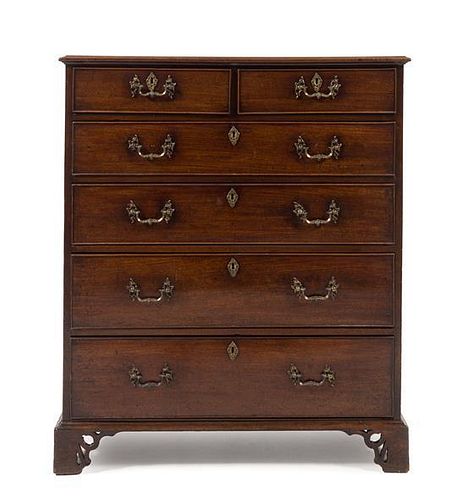 A Chippendale Style Mahogany Chest of Drawers Height 45 x width 37 3/4 x depth 20 inches.