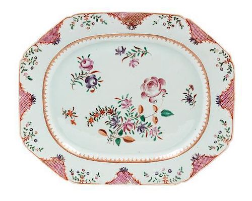 A Chinese Export Famille Rose Porcelain Platter Width 16 3/4 inches.