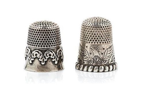 * Two American Silver Thimbles, Ketcham & McDougall, New York, NY, Late 19th/Early 20th Century, comprising an example with a