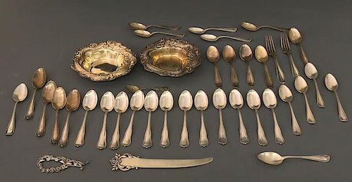 Grouping of Sterling Silver Dishes and Flatware