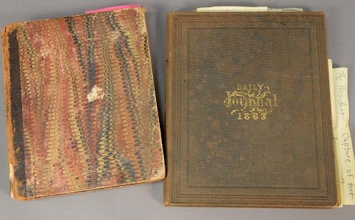 Two piece lot to include A.R. Barton Rome N.Y. hand written daily records 1863 and A.R. Barton diary 1865 1866 about Lincoln 