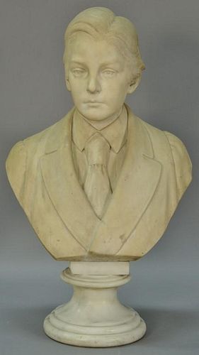 Rudolf Schwanthaler (1842-1879) 
carved white marble bust 
Ellsworth Lametti Striker (Stryker) 
inscribed on back R. Schwanth