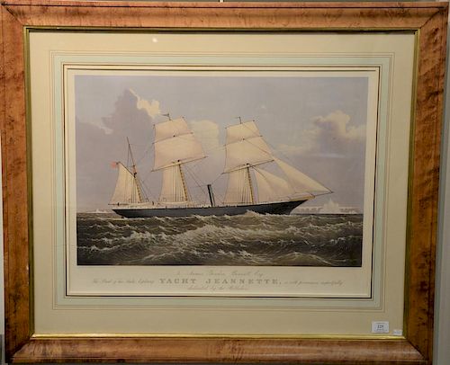 Currier & Ives  hand colored lithograph  To James Gordon Bennett Esq. This print of his Arctic Exploring Yacht Jeannette is w