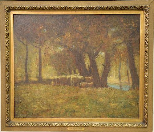 Louis Paul Dessar (1867-1952) 
oil on canvas 
Sheep and Russet Wood at Dusk 
signed lower left: Dessar 
24" x 30"