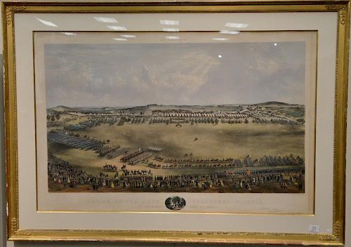Jonathan Badger Bachelder 
hand colored lithograph 
Camp Massachusetts 
Review of the Mass. Volunteer Militia at Concord Sept