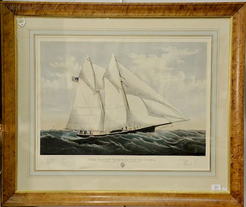 Currier & Ives  hand colored lithograph  The Yacht "Henrietta" 205 tons.  modelled by Mr. Wm. Tooker, NY  Built by Mr. Henry.