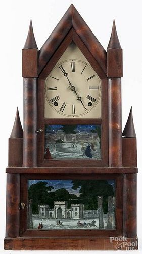 E. N. Welch mahogany double-steeple clock, 19th c., 23 1/2'' h.