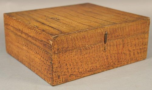 Lift top box with original grain paint, dovetailed corners, and sectioned interior, late 18th to early 19th century.  ht. 4 1