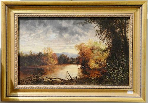 Walter Launt Palmer (1854-1932) 
oil on canvas 
Fall Sunset Landscape with Pond 
signed lower left: W.L. Palmer 
relined 
10"