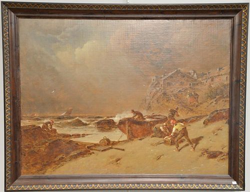 George Washington Nicholson (1832-1912) 
oil on canvas 
Seascape with Figures Before the Storm 
signed lower left: G.W. Nicho
