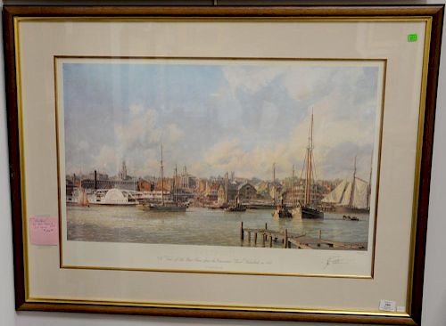 John Stobart (1929) 
lithograph 
Hartford 
A view of the Statehouse from the Connecticut River Waterfront 1876
pencil signed 