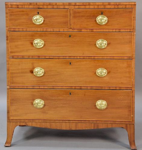 George III mahogany two over three drawer chest on flared French feet. ht. 41 1/2in., wd. 36in., dp. 18in.