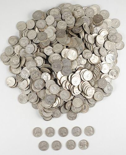 A Large Group of Pre-1965 United States Silver Quarters