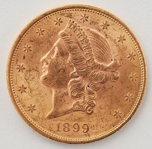 United States 1899 Liberty Head Double Eagle Twenty Dollar Gold Coin