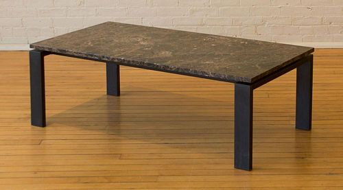 CONTEMPORARY MARBLE-TOP METAL LOW TABLE