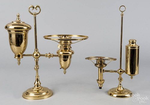 Two contemporary brass student lamps, 19th c., 20 1/2'' h.