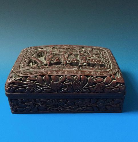 A BEAUTIFUL CHINESE ANTIQUE LACQUER BOX SEAL MARK OF QIANLONG,19C.