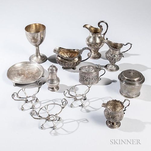 Twelve Pieces of Georgian Sterling Silver Tableware