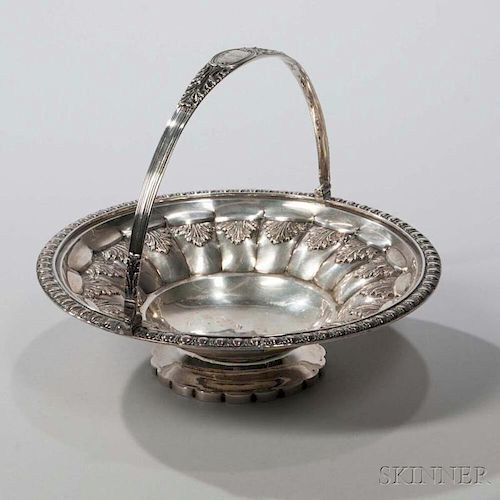 George IV Sterling Silver Basket, London, 1823-24, Joseph Angell I, maker, circular, with egg-and-dart chased rim centering a