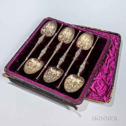 Six Victorian Sterling Silver-gilt Spoons