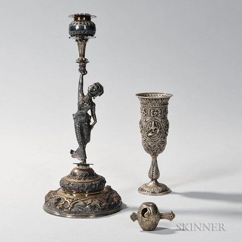 Southeast Asian Silver Figural Candlestick