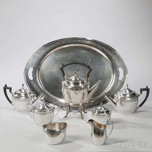 Shreve, Crump & Low "Paul Revere" Pattern Sterling Tea and Coffee Service, Boston, early 20th century, each ovoid, with an en