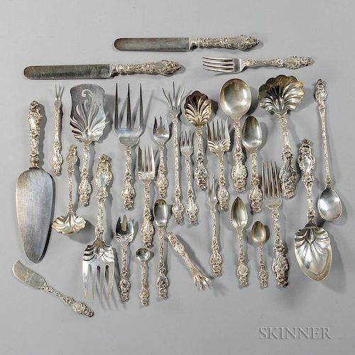 Whiting "Lily" Pattern Sterling Silver Flatware Service