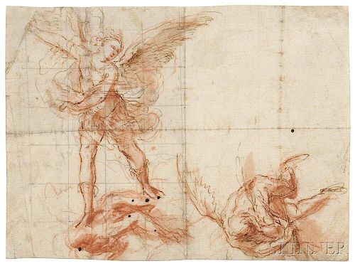 Attributed to Cristoforo Roncalli (Italian, 1552-1626)      Study of Two Angels