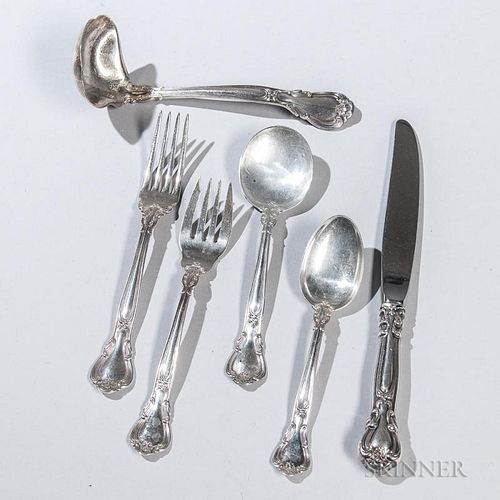 Gorham "Chantilly" Pattern Sterling Silver Flatware Service, Providence, mid to late 20th century, twenty-four teaspoons, twe