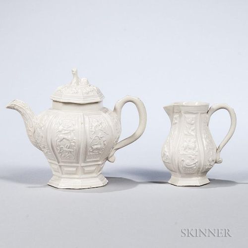 Two Staffordshire White Salt-glazed Stoneware Items