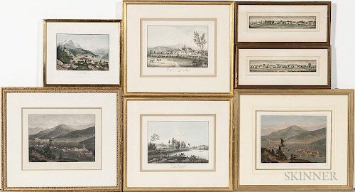 Continental School, 18th/19th Century, Seven Prints of Swiss Landscapes, Signed and identified in the plates., Condition: Min