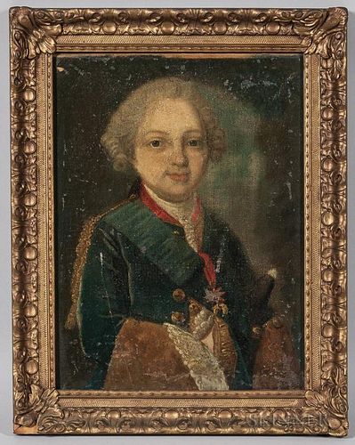 Austrian School, 18th Century, Portrait of a Young Nobleman, Unsigned, attributed to Austrian School in an inscription on the